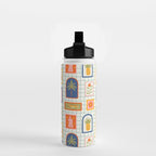 Vintage tropical summer patchwork art pattern Water Bottle Gallery Image 2