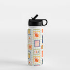 Vintage tropical summer patchwork art pattern Water Bottle Gallery Image 1