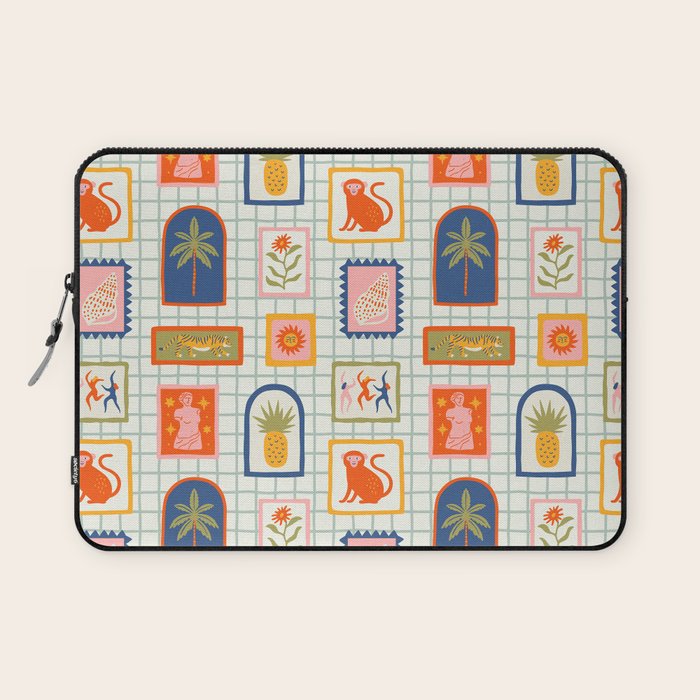 Vintage tropical summer patchwork art pattern Laptop Sleeve Gallery Image 1