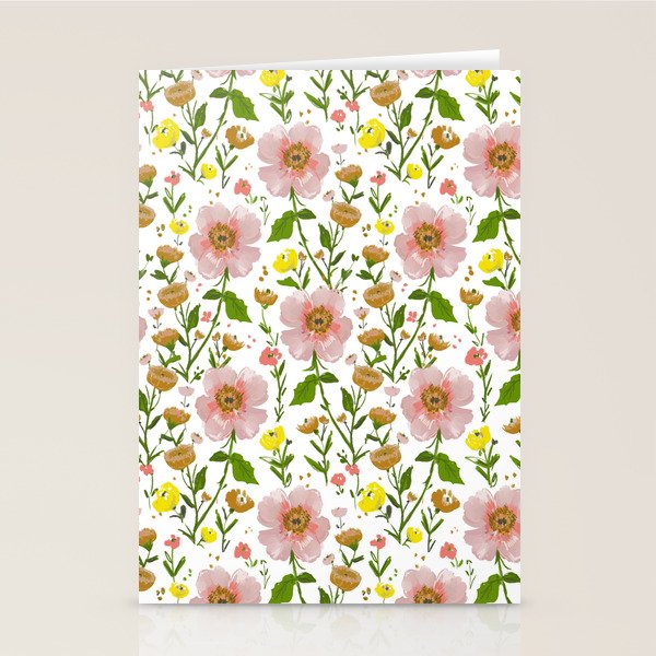 Summer Floral - pink & yellow Stationery Card Gallery Image 2