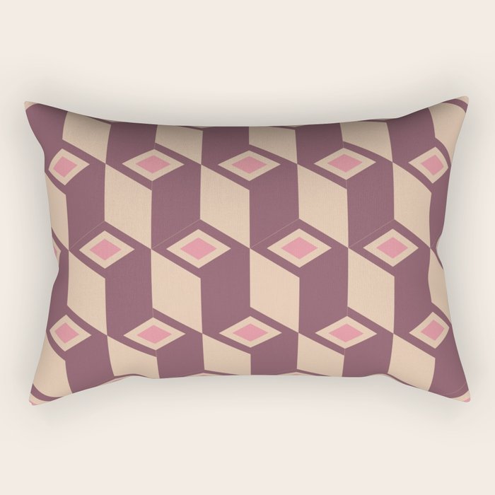 Retro Geometric Bloom Revival Rectangular Pillow Gallery Image 2