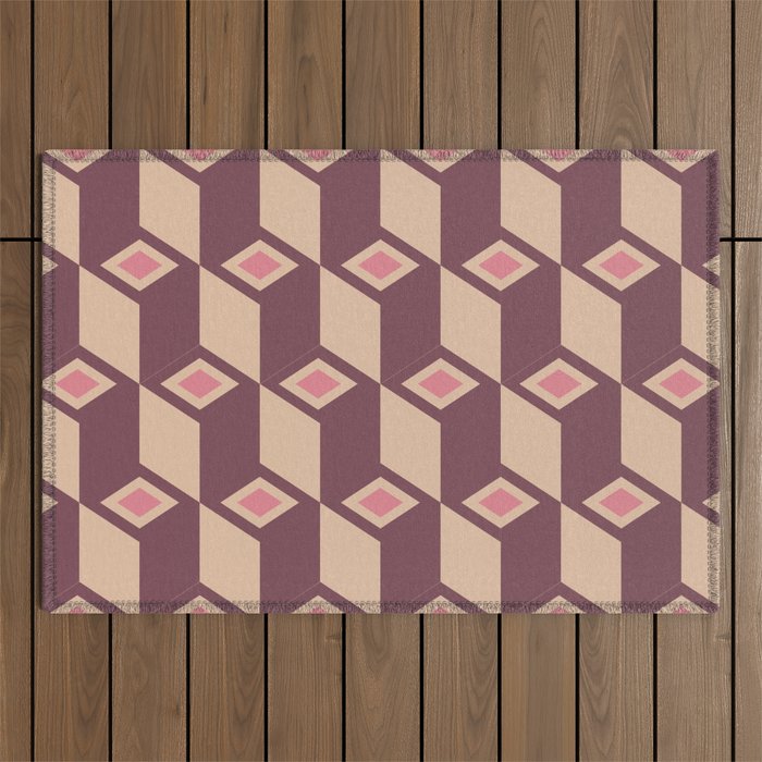 Retro Geometric Bloom Revival Outdoor Rug Gallery Image 1