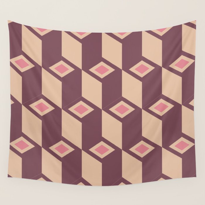 Retro Geometric Bloom Revival Wall Tapestry Gallery Image 4