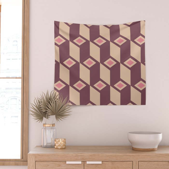 Retro Geometric Bloom Revival Wall Tapestry Gallery Image 2