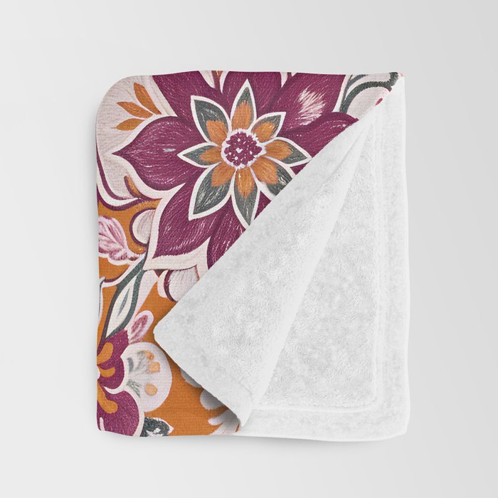 Ruby and Spice Floral Mandala Throw Blanket Gallery Image 3
