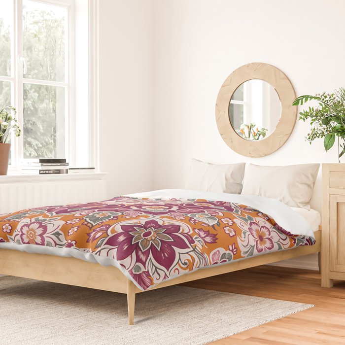 Ruby and Spice Floral Mandala Duvet Cover Gallery Image 2