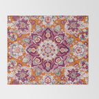 Ruby and Spice Floral Mandala Throw Blanket Gallery Image 2