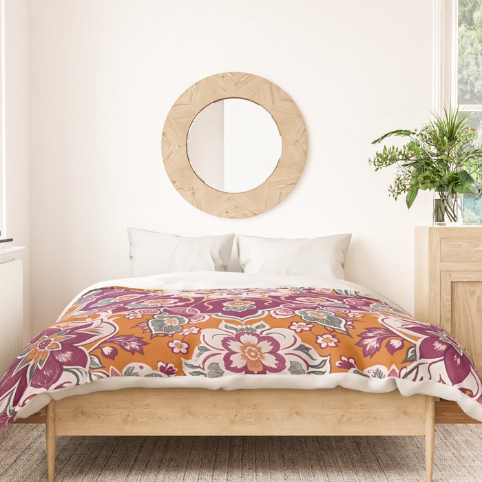 Ruby and Spice Floral Mandala Duvet Cover Gallery Image 3