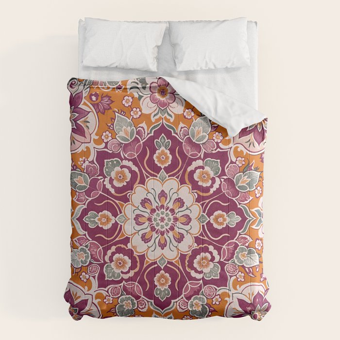 Ruby and Spice Floral Mandala Comforter Gallery Image 6