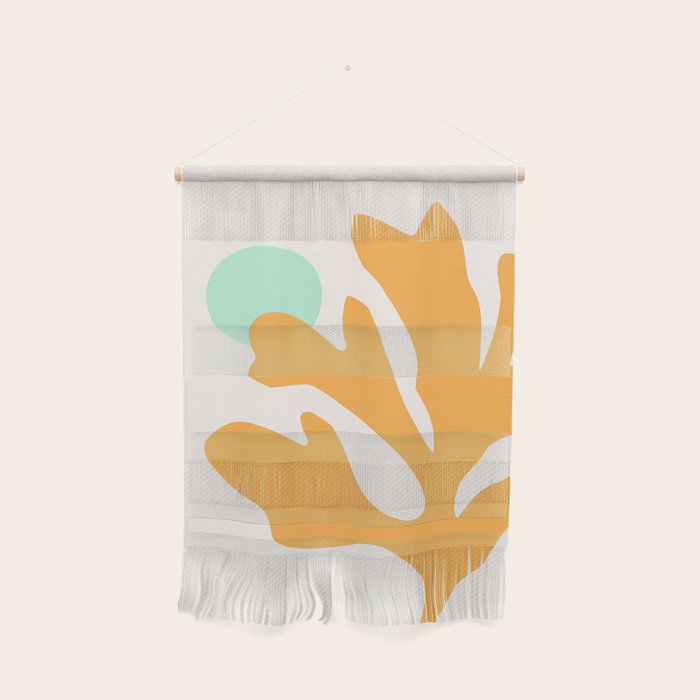 Simple Orange Leaf on Aqua Sun - cut-outs 3  Wall Hanging Gallery Image 1