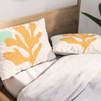 Simple Orange Leaf on Aqua Sun - cut-outs 3  Pillow Sham Gallery Image 2