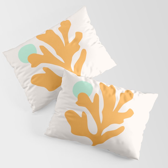 Simple Orange Leaf on Aqua Sun - cut-outs 3  Pillow Sham Gallery Image 1
