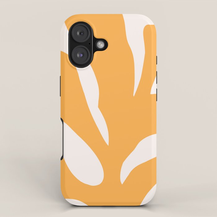 Simple Orange Leaf on Aqua Sun - cut-outs 3  iPhone Case Gallery Image 1