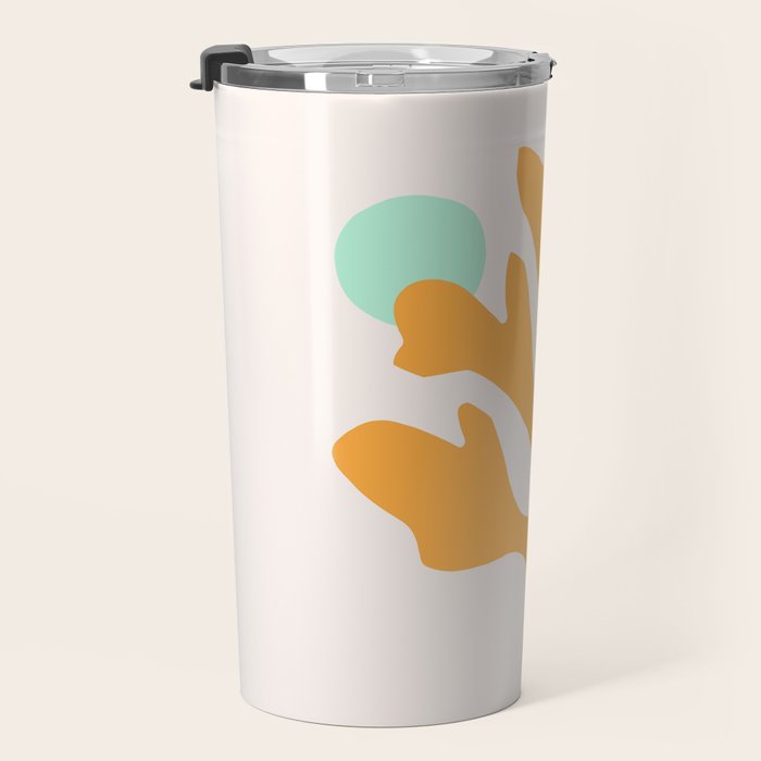 Simple Orange Leaf on Aqua Sun - cut-outs 3  Travel Mug Gallery Image 3