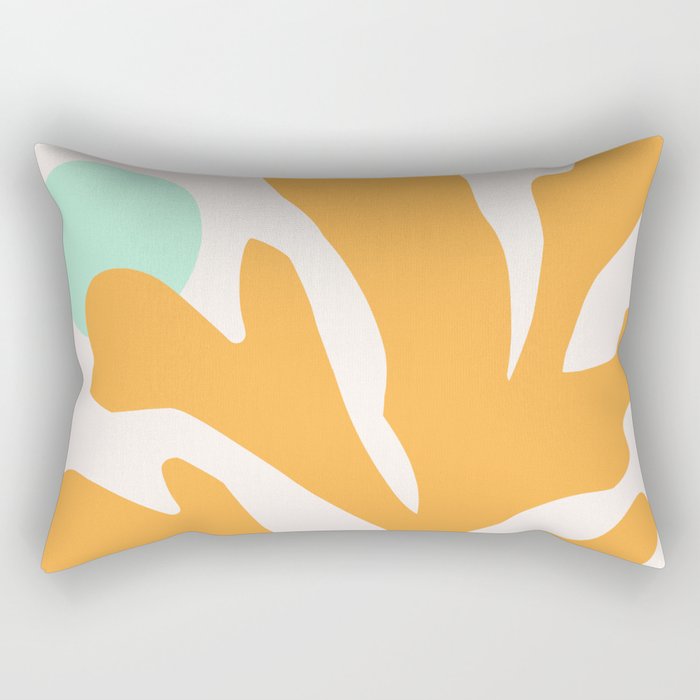 Simple Orange Leaf on Aqua Sun - cut-outs 3  Rectangular Pillow Gallery Image 1