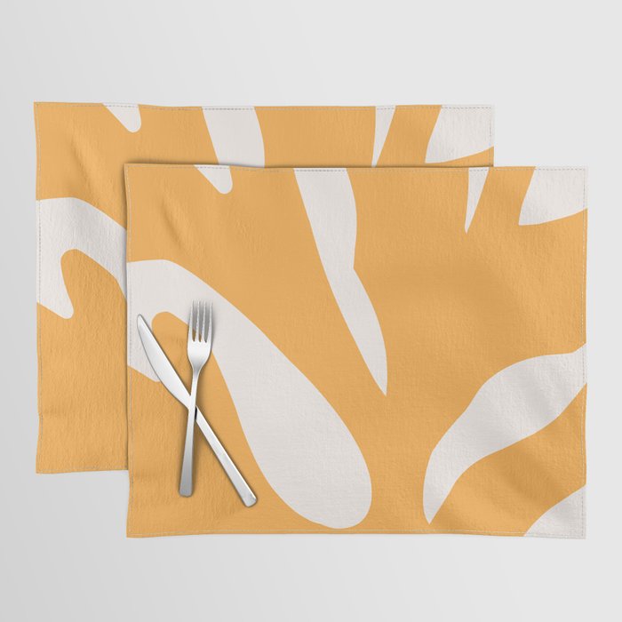Simple Orange Leaf on Aqua Sun - cut-outs 3  Placemat Gallery Image 1