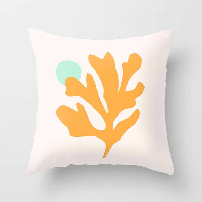 Simple Orange Leaf on Aqua Sun - cut-outs 3  Throw Pillow Gallery Image 6