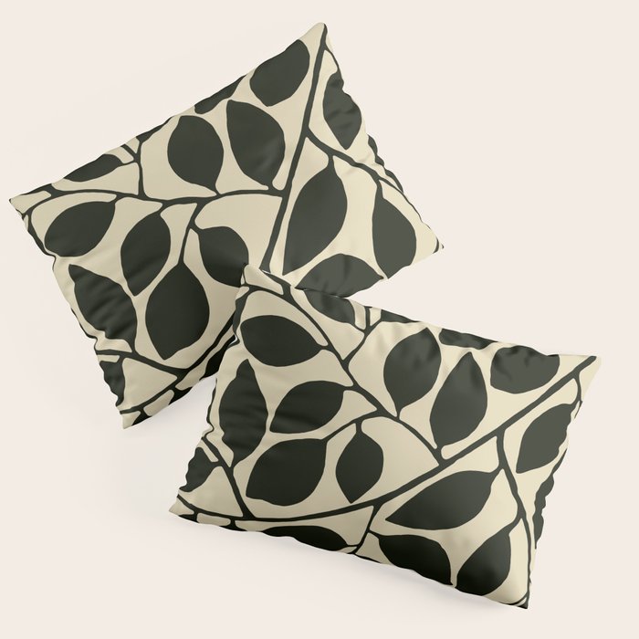 leaves black and white Pillow Sham Gallery Image 3