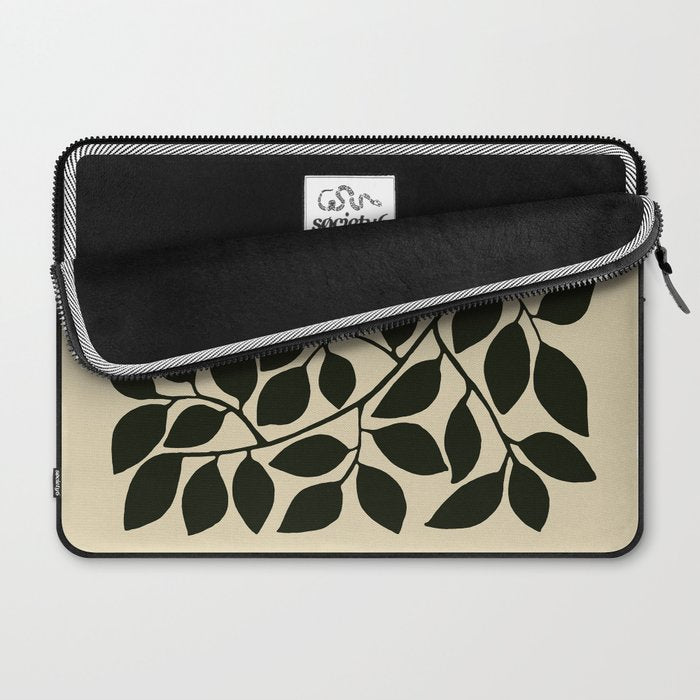 leaves black and white Laptop Sleeve Gallery Image 2
