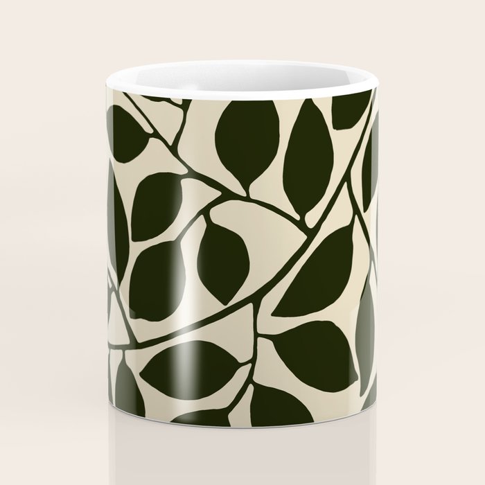 leaves black and white Coffee Mug Gallery Image 4