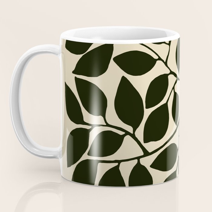 leaves black and white Coffee Mug Gallery Image 3