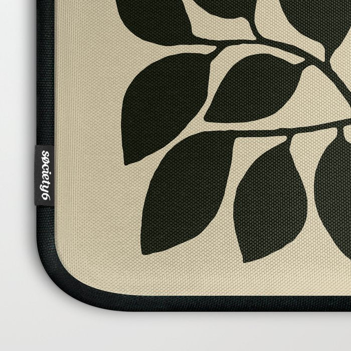 leaves black and white Laptop Sleeve Gallery Image 3