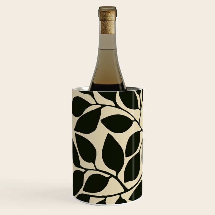 leaves black and white Wine Chiller Gallery Image 2