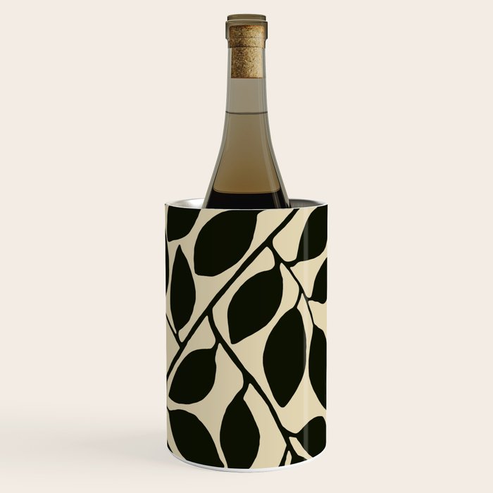 leaves black and white Wine Chiller Gallery Image 3