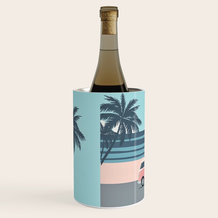 Surfer Graphic Beach Palm-Tree Camper-Van Art Wine Chiller Gallery Image 2
