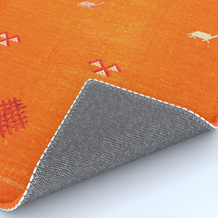 Orange Oriental Traditional Creative Berber Moroccan Fabric Style Rug Gallery Image 4