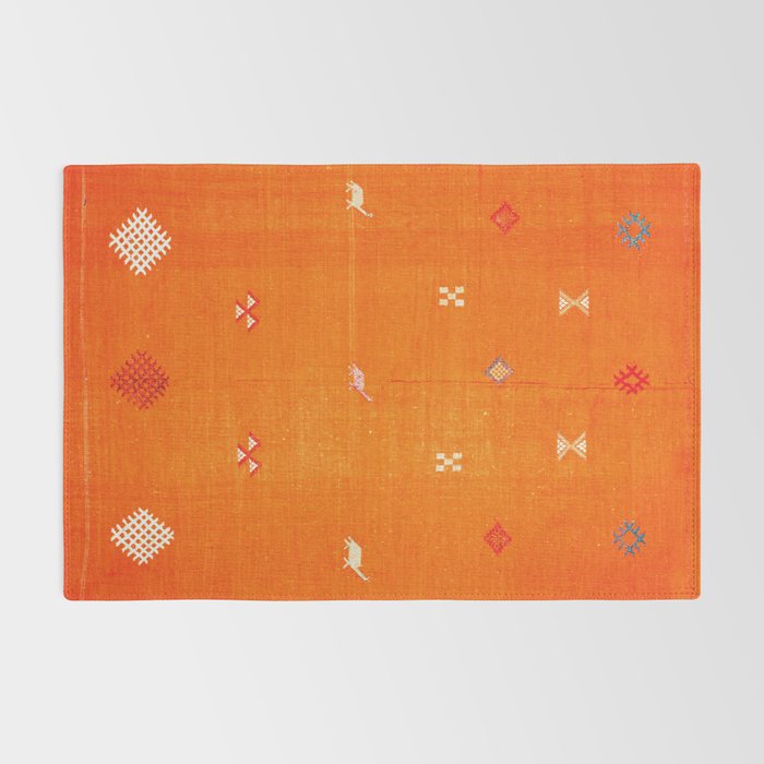 Orange Oriental Traditional Creative Berber Moroccan Fabric Style Rug Gallery Image 2