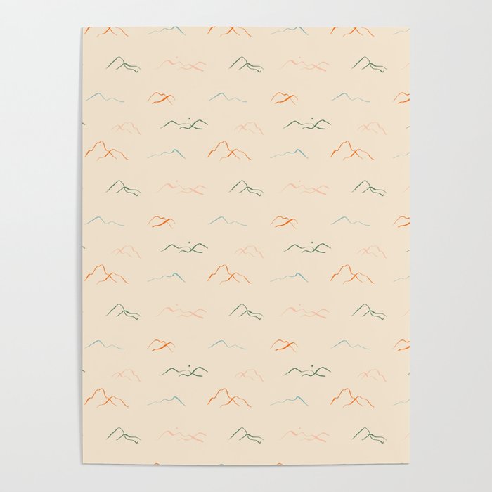 Hand drawn mountain landscape doodle pattern Poster Gallery Image 4