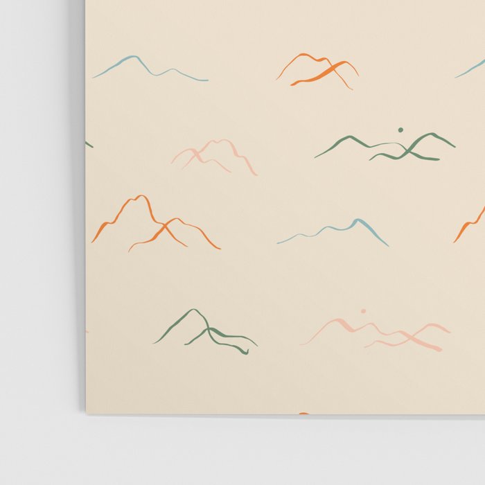 Hand drawn mountain landscape doodle pattern Poster Gallery Image 3