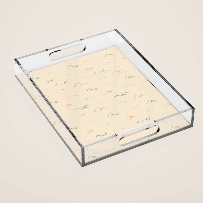 Hand drawn mountain landscape doodle pattern Acrylic Tray Gallery Image 1
