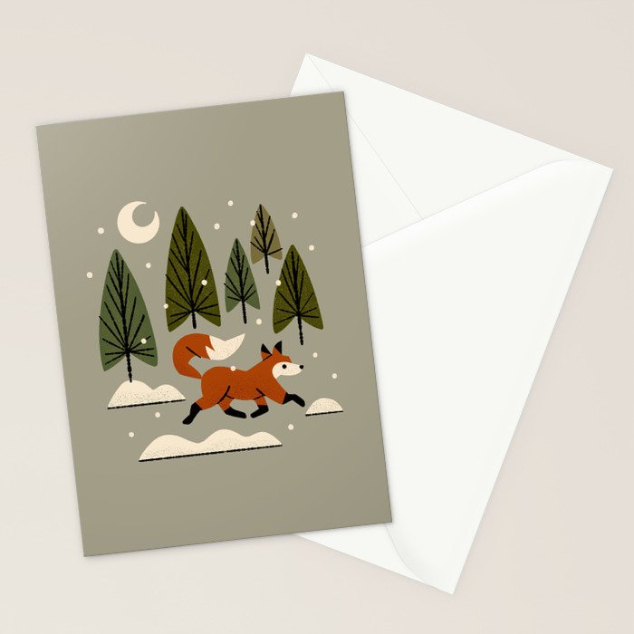 Snowy Evening Fox Stationery Card Gallery Image 2