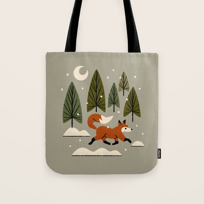 Snowy Evening Fox Tote Bag Gallery Image 1