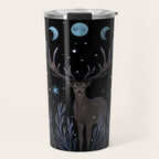 Deer in Winter Night Forest Travel Mug Gallery Image 1