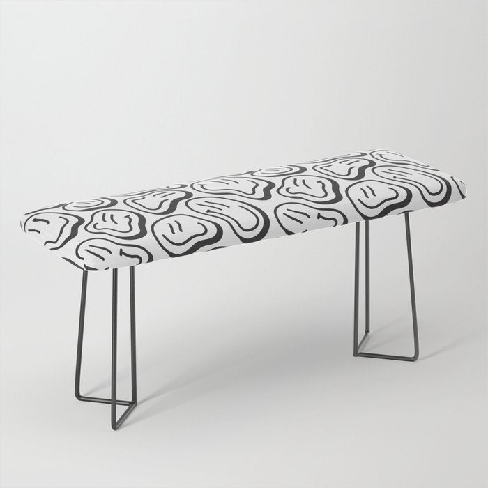 Black and white happy face pattern Bench Gallery Image 1