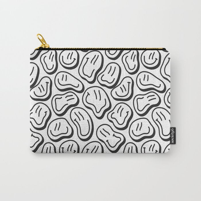 Black and white happy face pattern Carry All Pouch Gallery Image 1