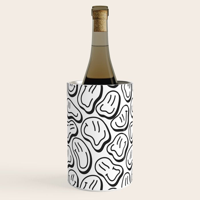 Black and white happy face pattern Wine Chiller Gallery Image 1
