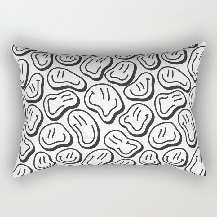 Black and white happy face pattern Rectangular Pillow Gallery Image 1
