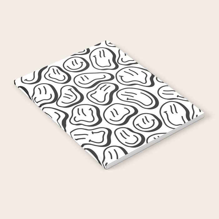 Black and white happy face pattern Notebook Gallery Image 2