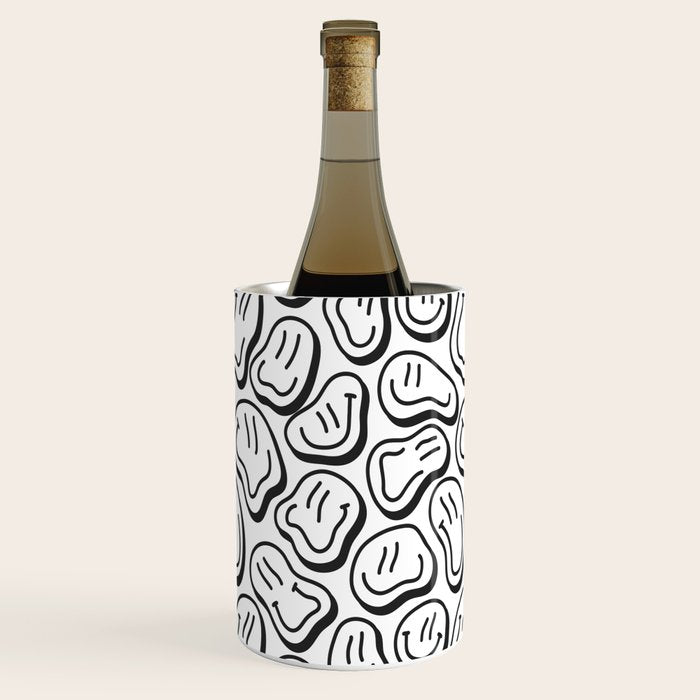 Black and white happy face pattern Wine Chiller Gallery Image 2