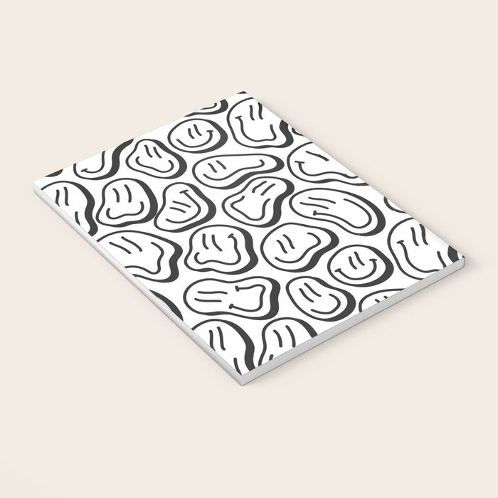 Black and white happy face pattern Notebook Gallery Image 3