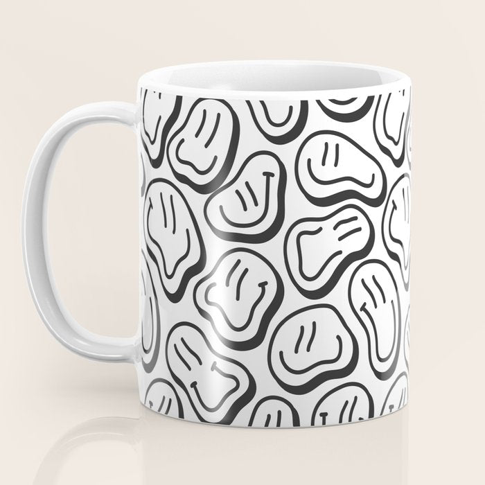 Black and white happy face pattern Coffee Mug Gallery Image 3