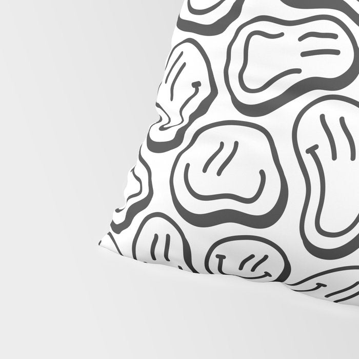 Black and white happy face pattern Pillow Sham Gallery Image 4