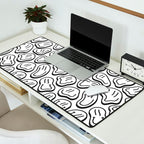 Black and white happy face pattern Desk Mat Gallery Image 2