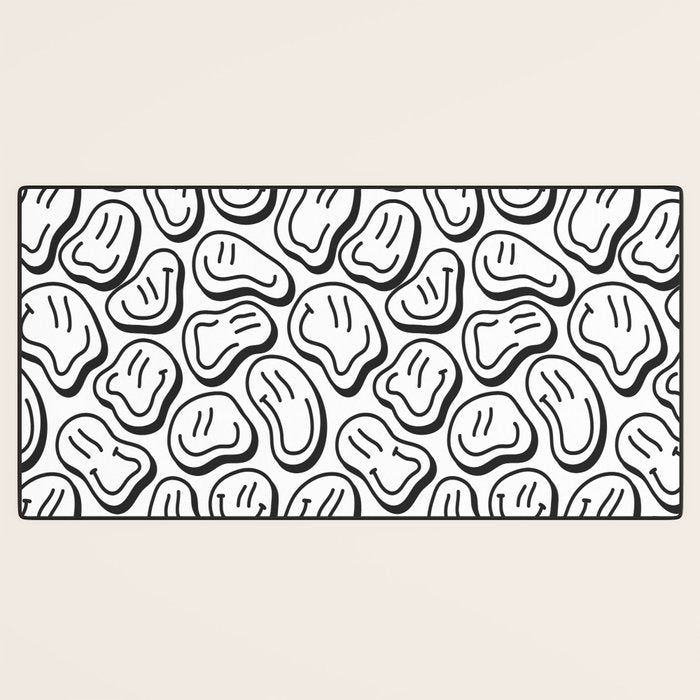 Black and white happy face pattern Desk Mat Gallery Image 3