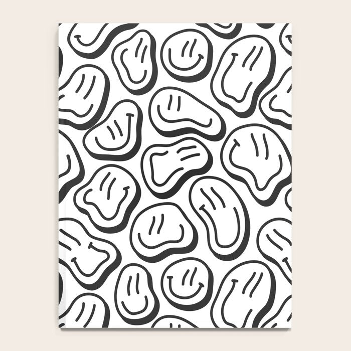 Black and white happy face pattern Notebook Gallery Image 4