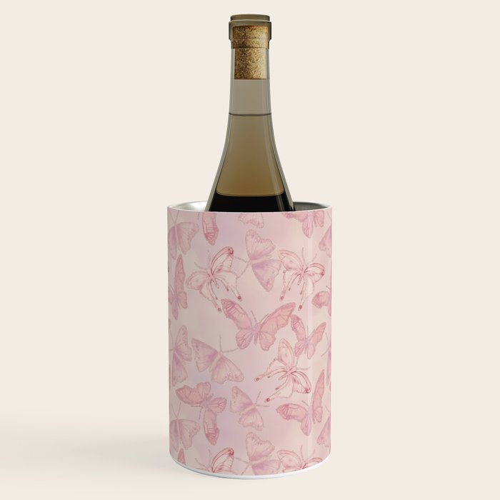 Butterfly Pattern soft pink pastel Wine Chiller Gallery Image 1